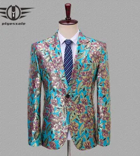 Blazer floreali da uomo Jacquard Suit Uomo Blazer jacquard floreale da uomo Blazer da costume di scena