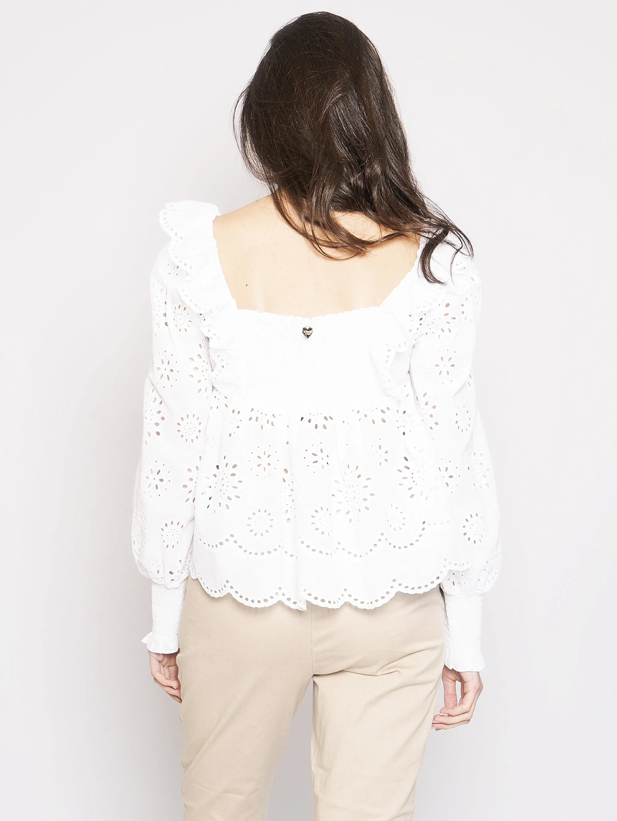 Blusa con Ricami Sangallo Bianco