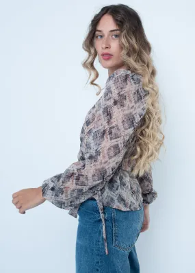 Blusa con stampa incrociata