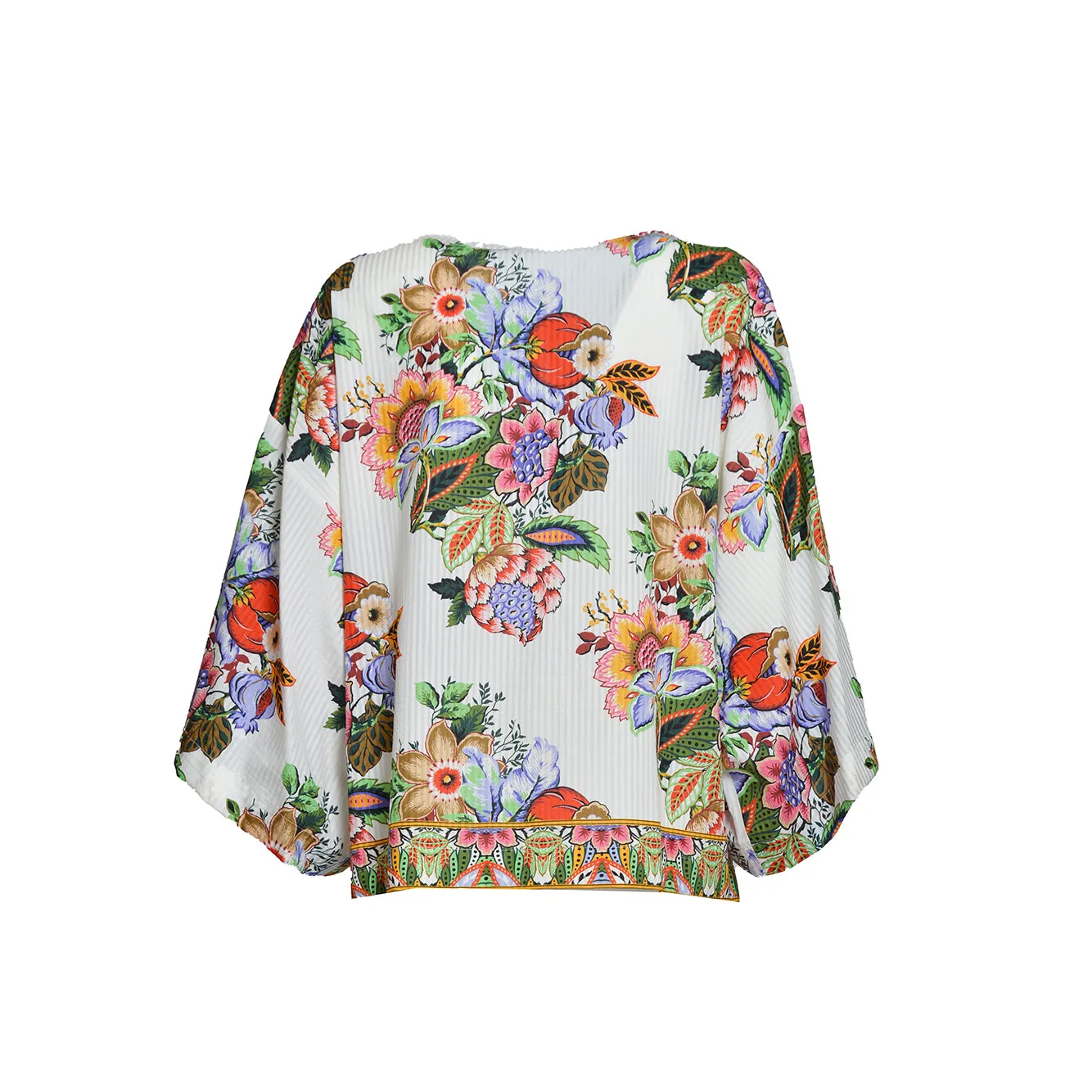 Blusa in cotone bianco stampa bouquet Etro