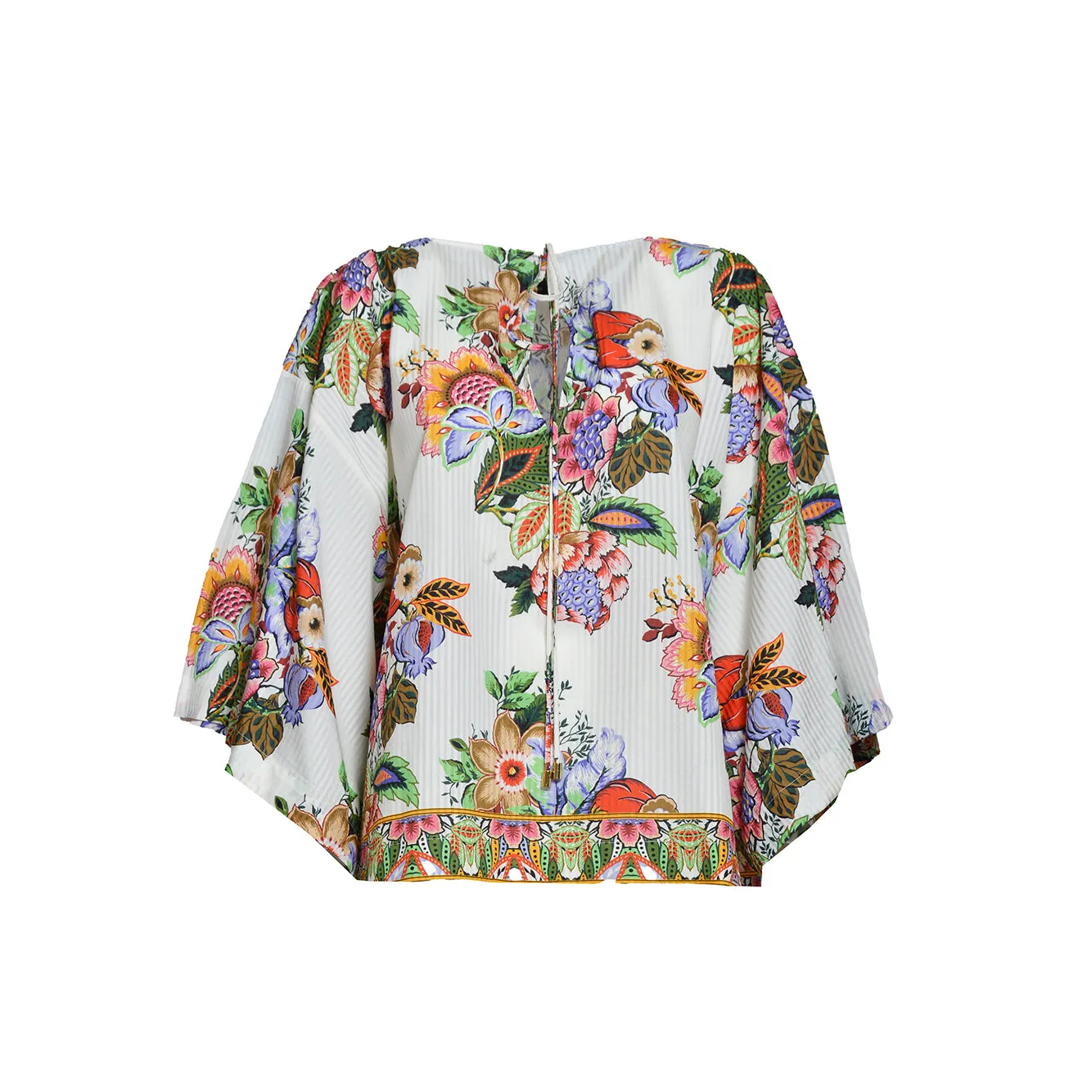 Blusa in cotone bianco stampa bouquet Etro