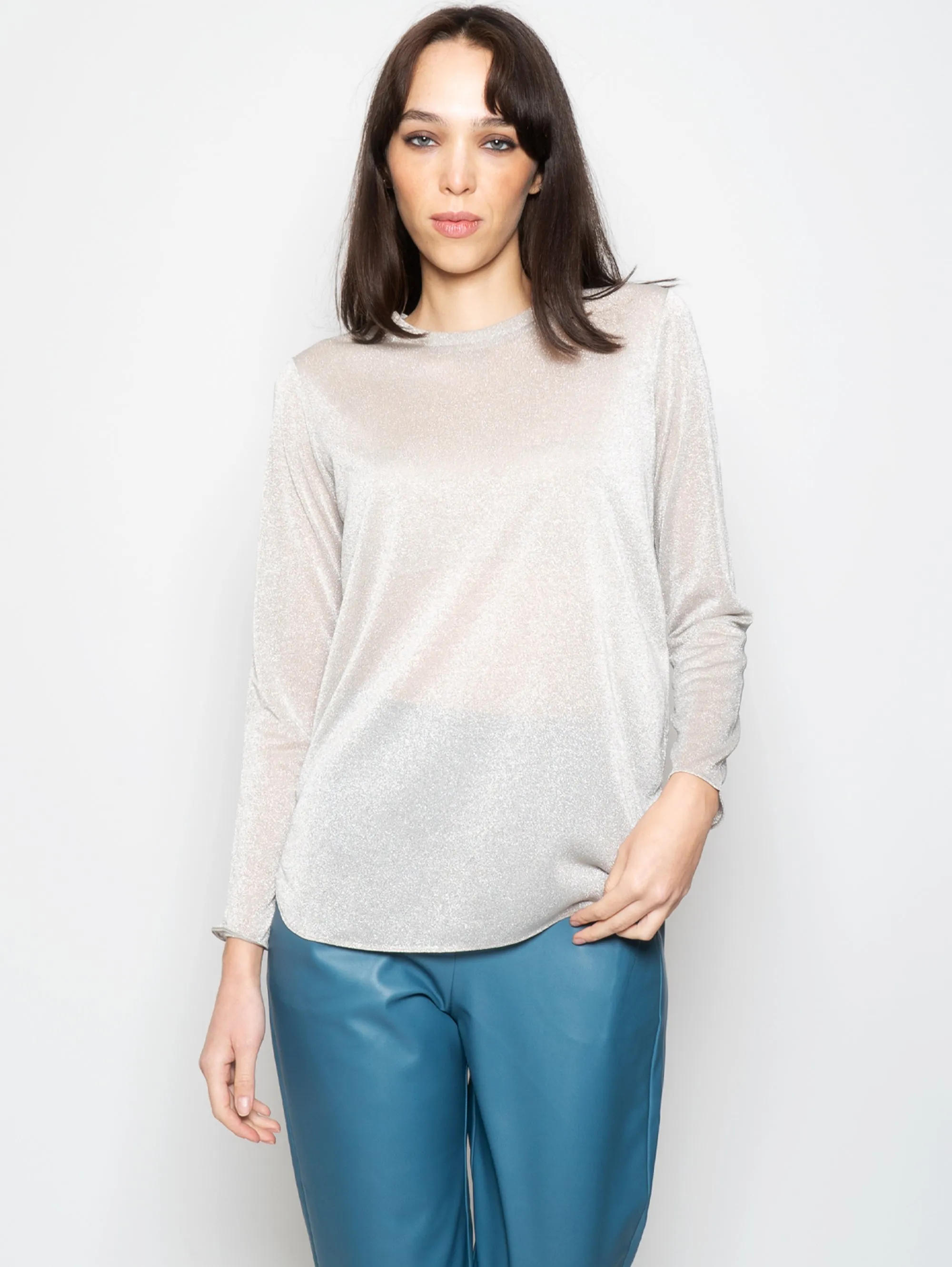 Blusa in Lurex Avorio