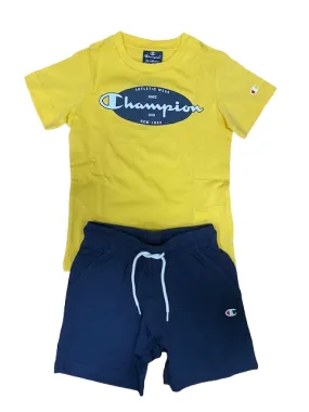 Champion boy's outfit Legacy Graphic T-shirt + Bermuda 306314 YS043 MIY yellow-blue