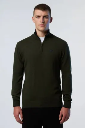 Maglione con mezza zip uomo Verde