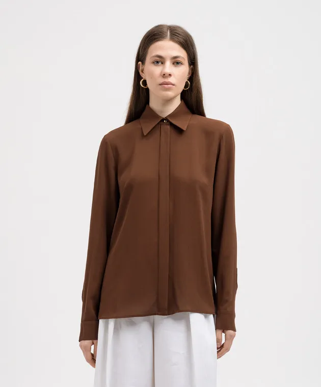 Michael Kors Blusa in georgette di seta marrone DWA7110019