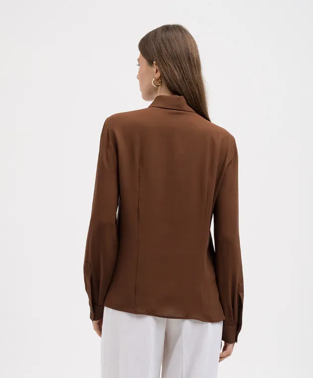 Michael Kors Blusa in georgette di seta marrone DWA7110019