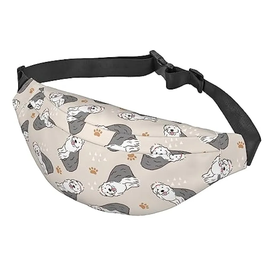 Old English Sheepdog Pattern Waist Pack Regolabile Casual Marsupio Pack Trekking Cintura Marsupio, Come nella foto, Taglia unica