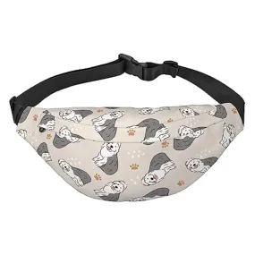 Old English Sheepdog Pattern Waist Pack Regolabile Casual Marsupio Pack Trekking Cintura Marsupio, Come nella foto, Taglia unica