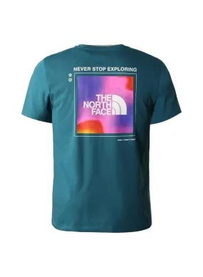 The North Face men's short sleeve Foundation Graphic Tee NF0A55EFEFS1 coral blue